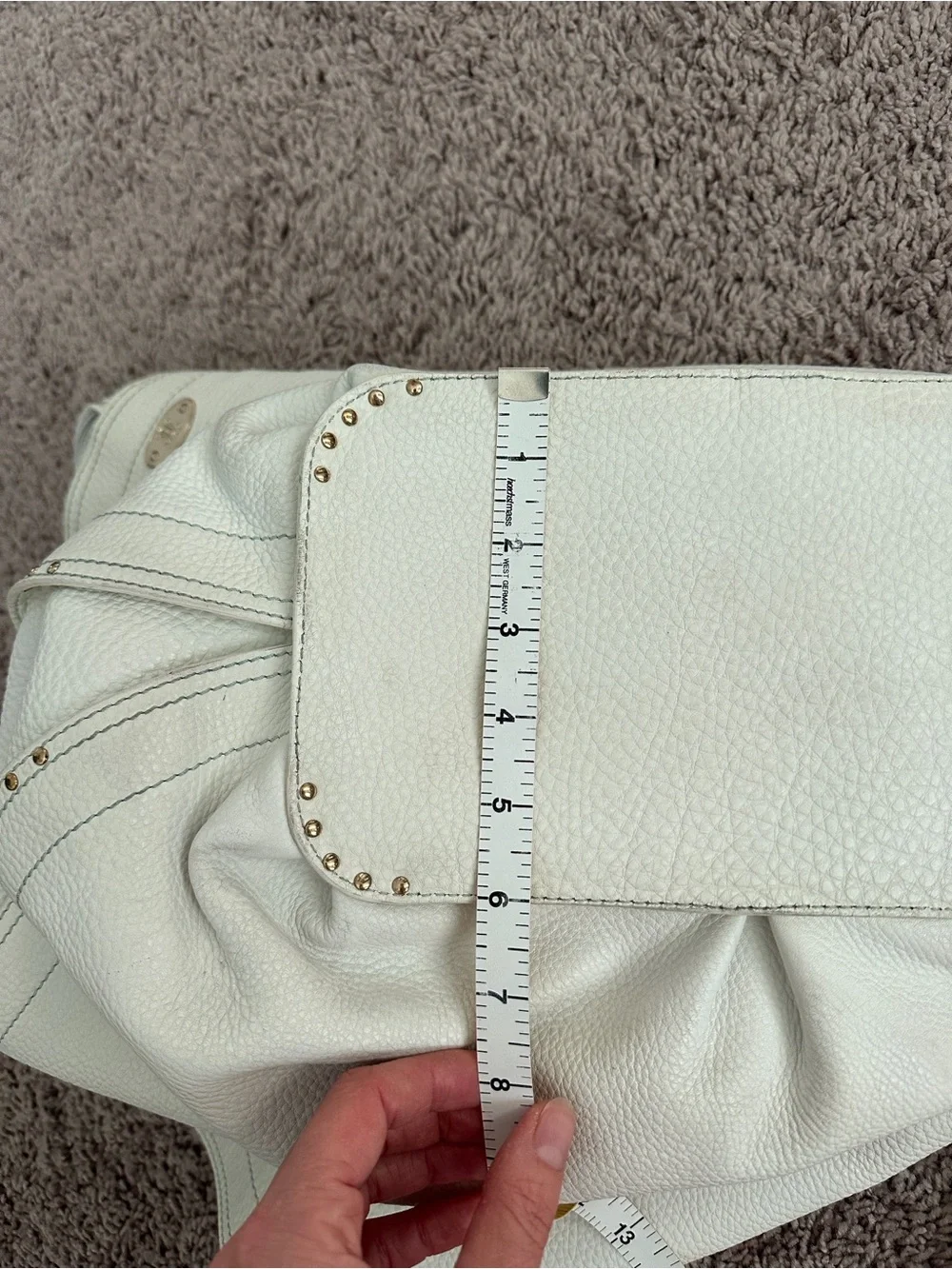 Women’s Soft Pebbled Leather Shoulder Bag in White